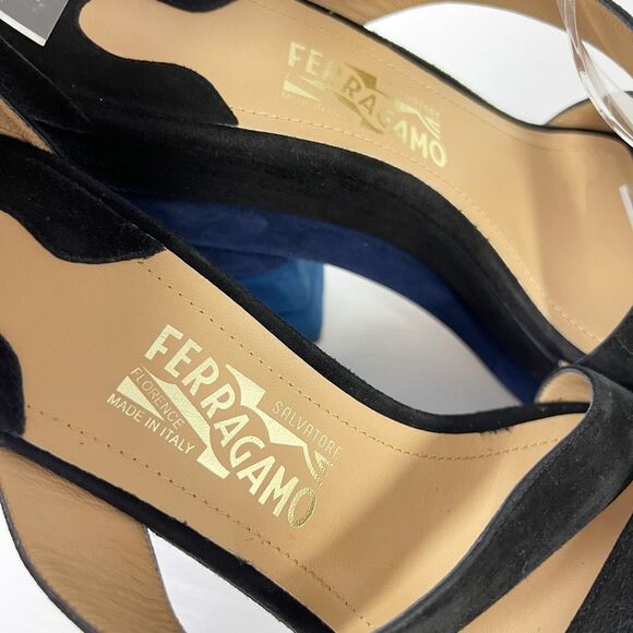 Salvatore Ferragamo Wrap Around Colorblock Suede Leather Heels 11 Mink Fur - Picture 6 of 9